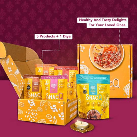 SnacQ Diwali Gift Box (5 Products + Diya)