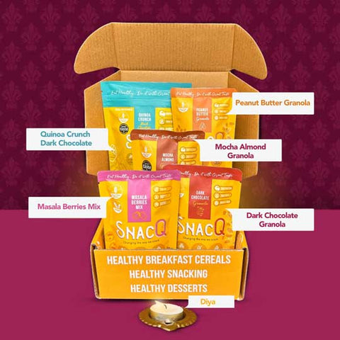 SnacQ Diwali Gift Box (5 Products + Diya)