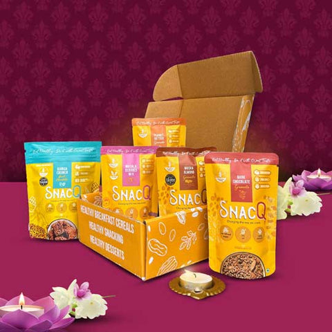 SnacQ Diwali Gift Box (5 Products + Diya)